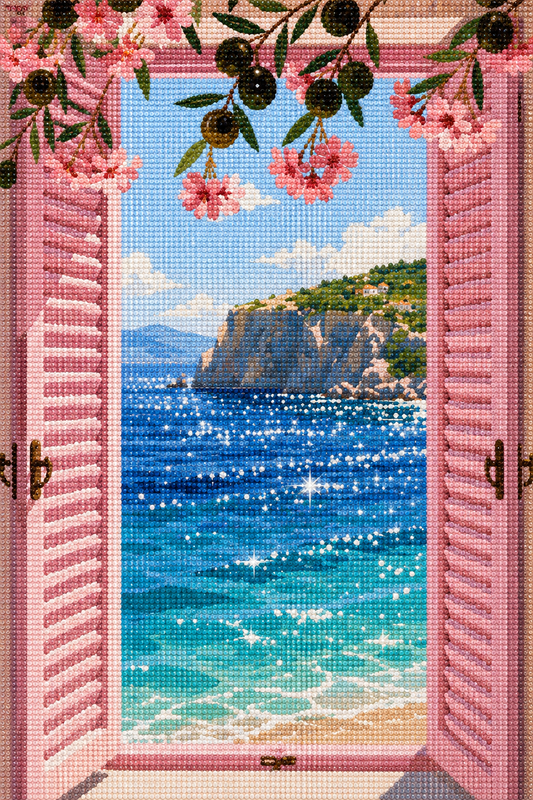 Sparkling Sea View- Diamond Art Kit (40x60cm, Round Drill)