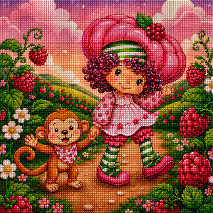 Sweet Raspberry Stroll- Diamond Art Kit (50x50cm, Square Drill)