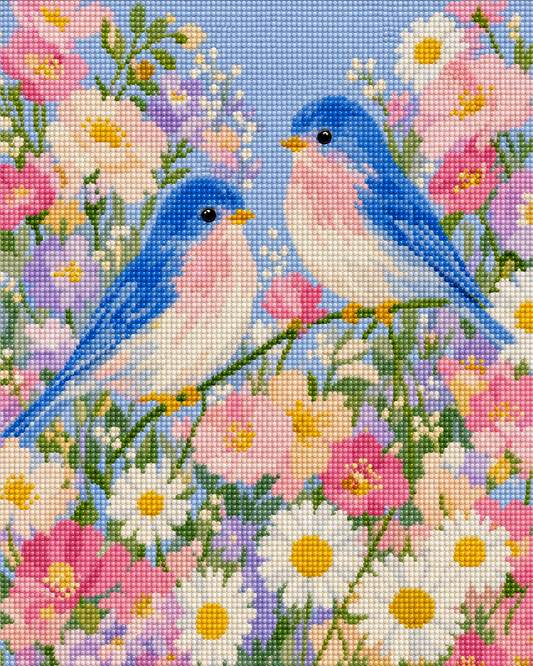 Bluebird Garden- Diamond Art Kit (40x50cm, Round Drill)