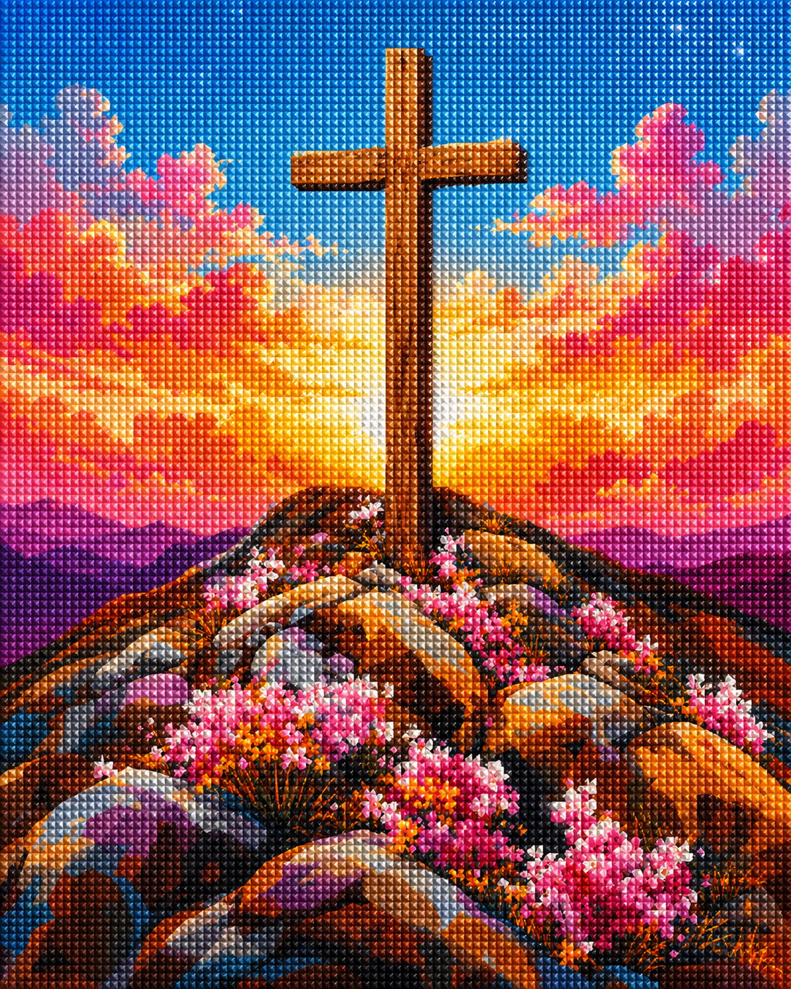 Sunset at Calvary- Diamond Art Kit (40x50cm, Square Drill)