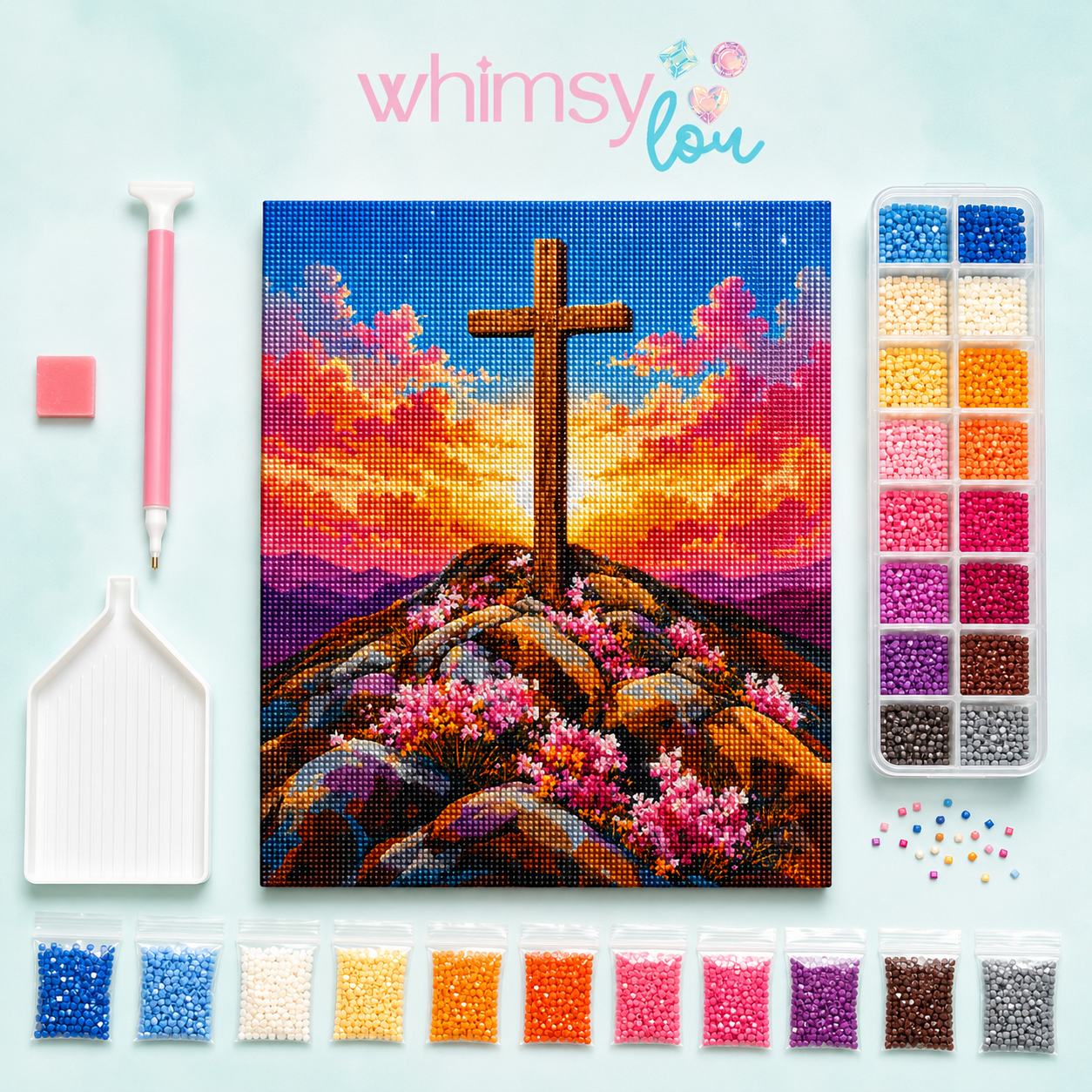 Sunset at Calvary- Diamond Art Kit (40x50cm, Square Drill)