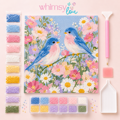 Bluebird Garden- Diamond Art Kit (40x50cm, Round Drill)