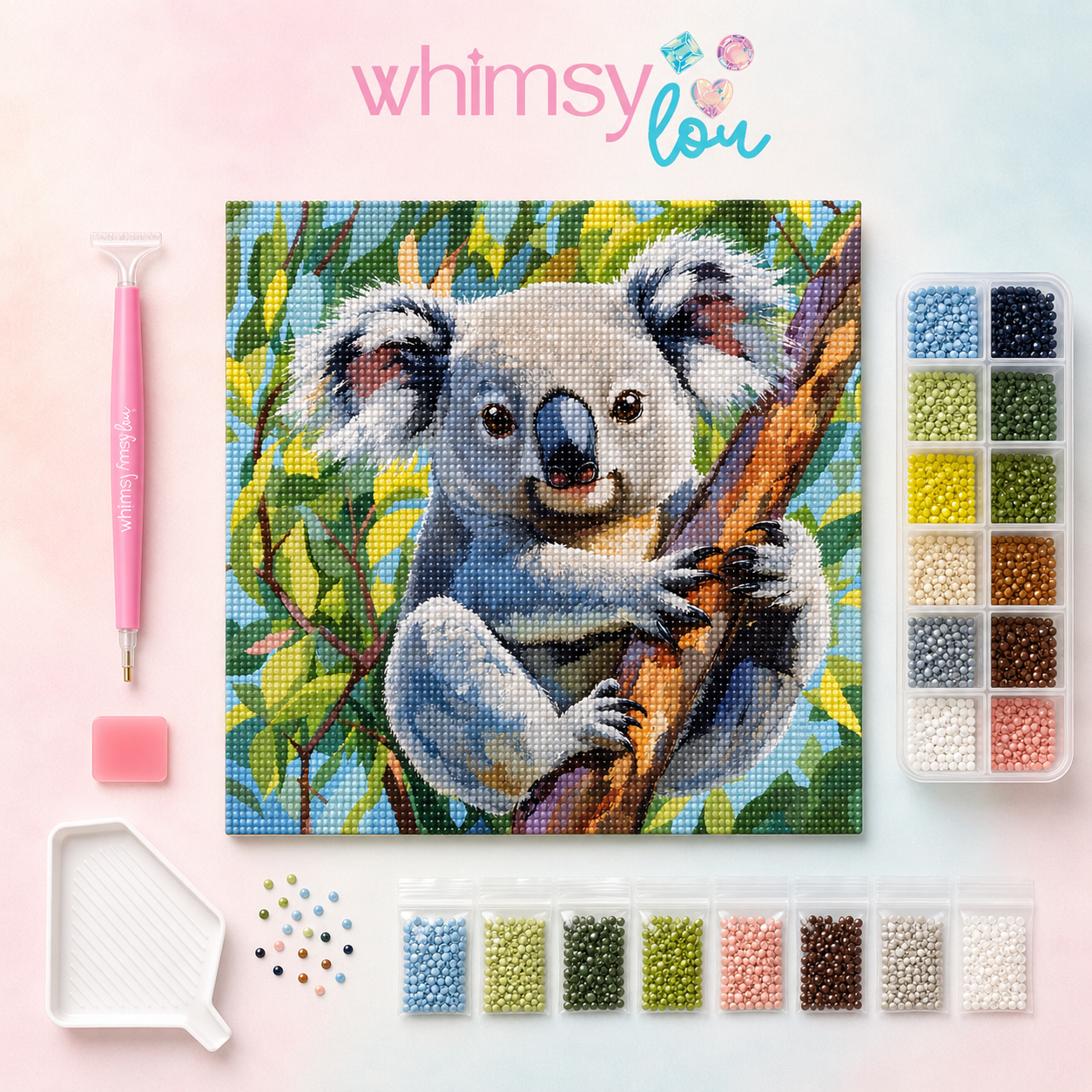 Koala Cuddles- Diamond Art Kit (50x50cm, Round Drill)