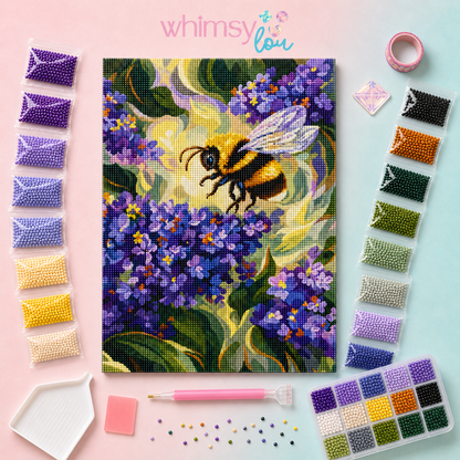 Lavender Buzz- Diamond Art Kit (40x60cm, Round Drill)