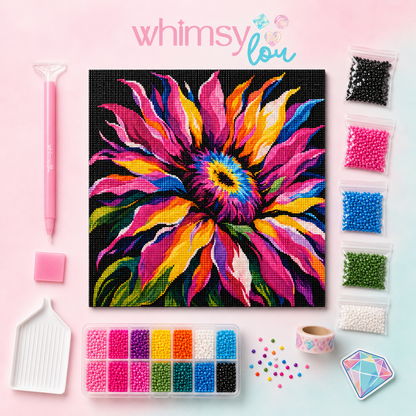 Neon Petals- Diamond Art Kit (40x40cm, Round Drill)
