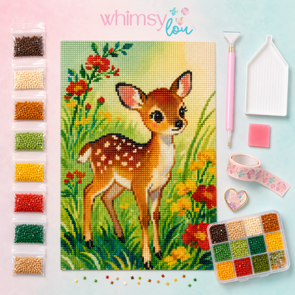 Sweet Meadow Fawn- Diamond Art Kit (40x60cm, Square Drill)