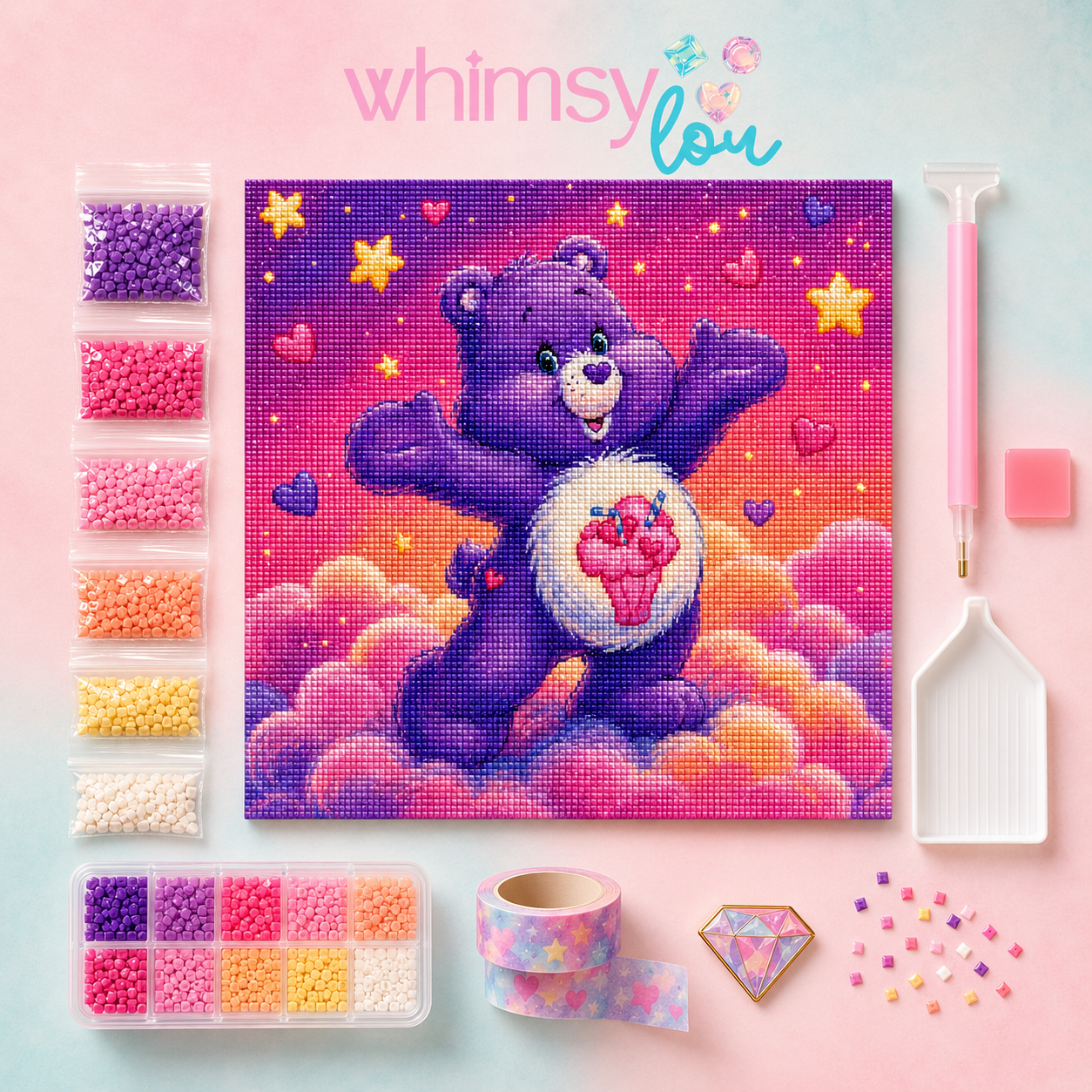 Sweetheart Cub- Diamond Art Kit (50x50cm, Square Drill)