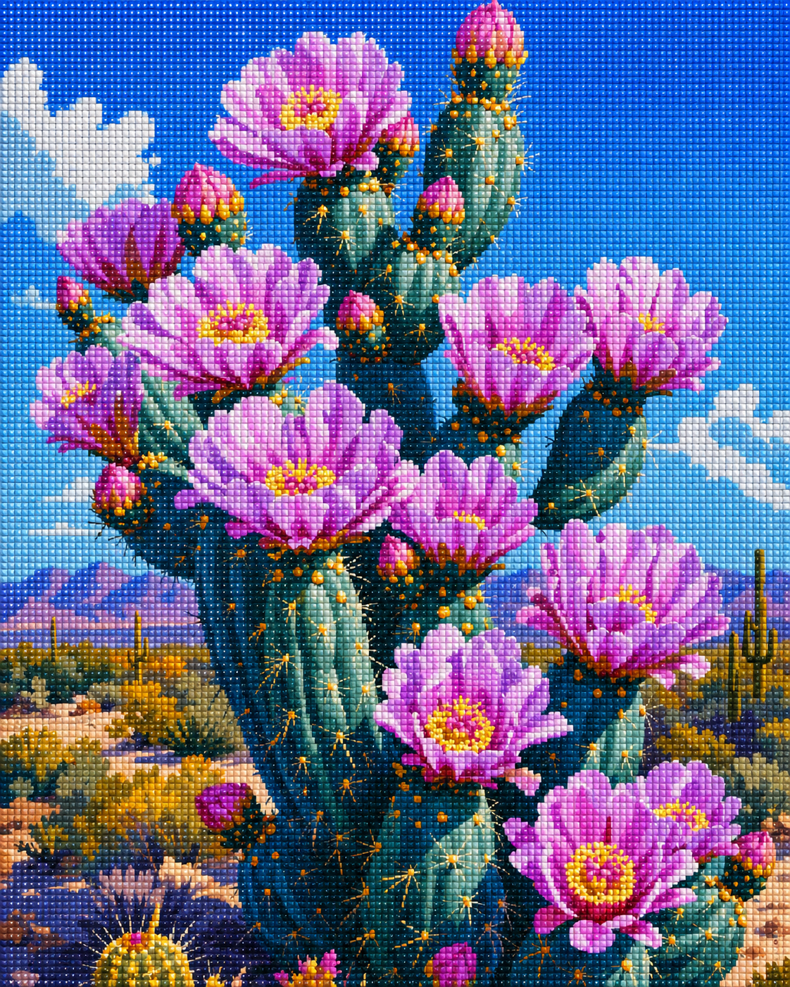 Cactus Blossom Sky- Diamond Art Kit (40x50cm, Square Drill)