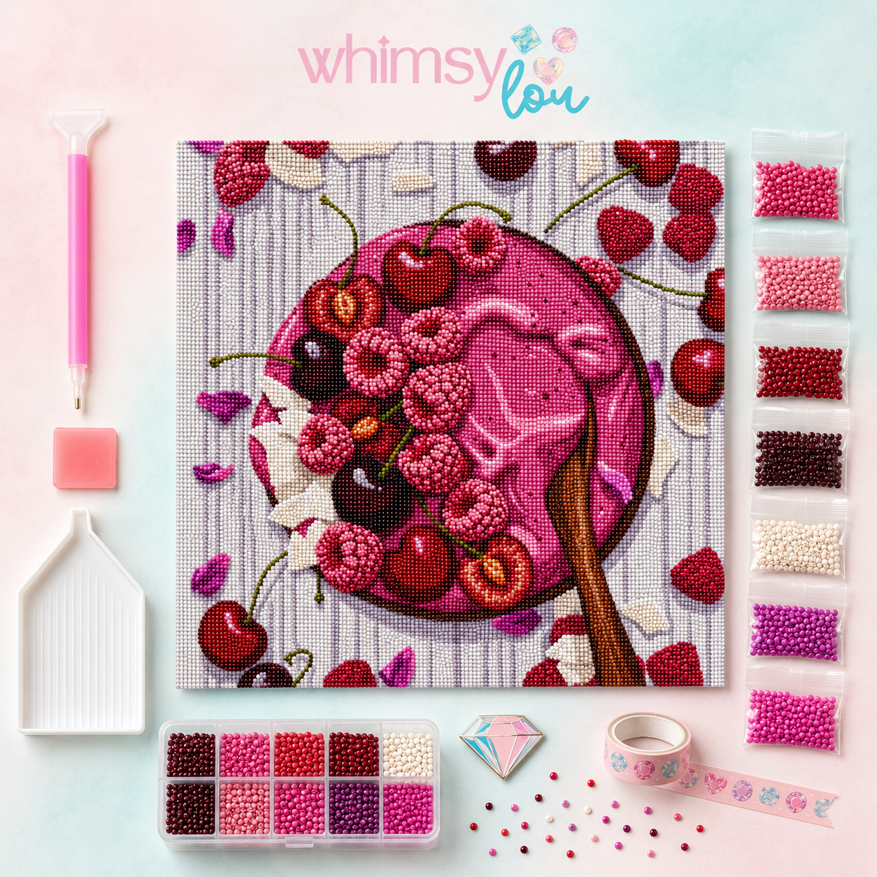 Açaí Cherry Crush- Diamond Art Kit (40x40cm, Round Drill)