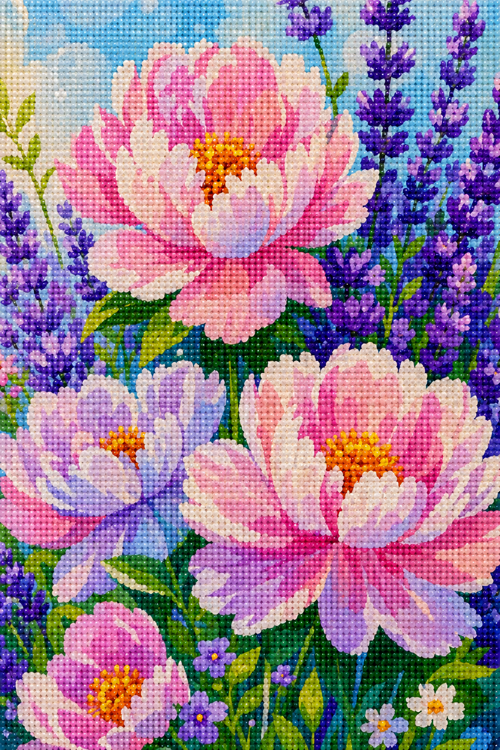 Blushing Garden Florals- Diamond Art Kit (40x60cm, Round Drill)
