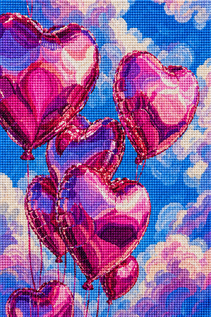 Hearts in the Clouds- Diamond Art Kit (40x60cm, Square Drill)