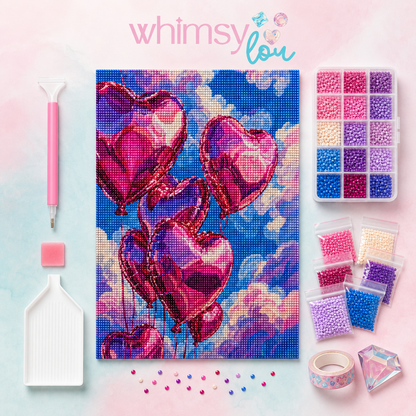 Hearts in the Clouds- Diamond Art Kit (40x60cm, Square Drill)