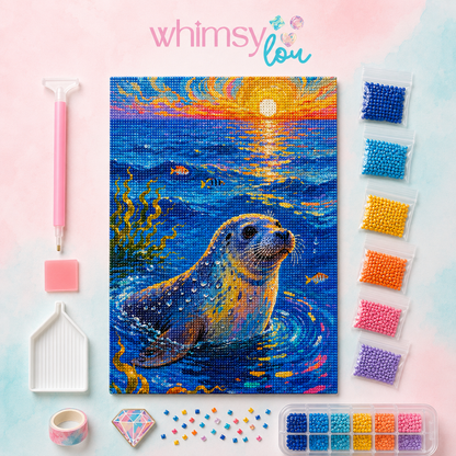 Sunset Seal Shores- Diamond Art Kit (40x60cm, Square Drill)