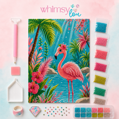 Blossom Bay Flamingo- Diamond Art Kit (40x60cm, Square Drill)
