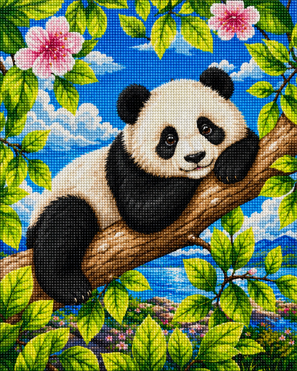 Panda in the Treetops - Diamond Art Kit (40x50cm, Square Drill)