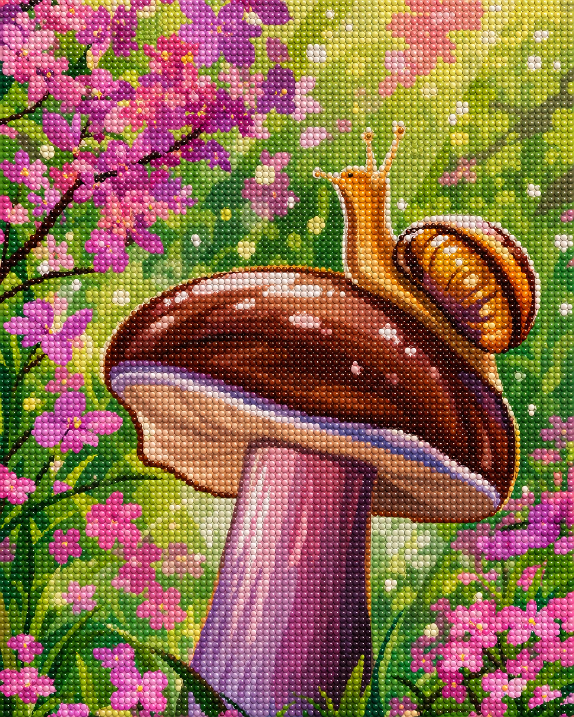 Mushroom Meadow Snail- Diamond Art Kit (40x50cm, Round Drill)