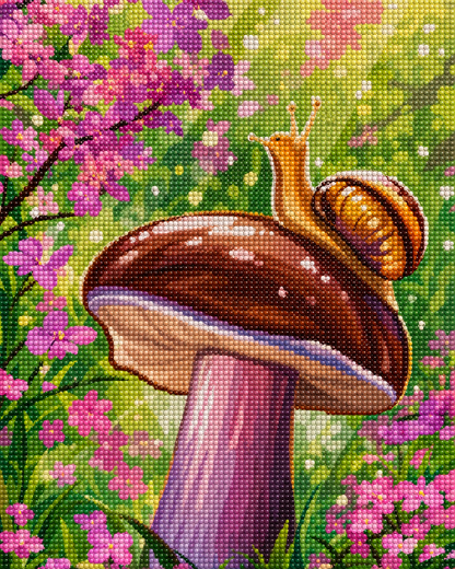 Mushroom Meadow Snail- Diamond Art Kit (40x50cm, Round Drill)