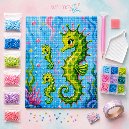 Seahorse Princess Cove- Diamond Art Kit (40x50cm, Square Drill)