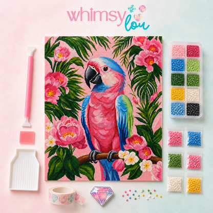Palm Paradise Parrot- Diamond Art Kit (40x50cm, Square Drill)