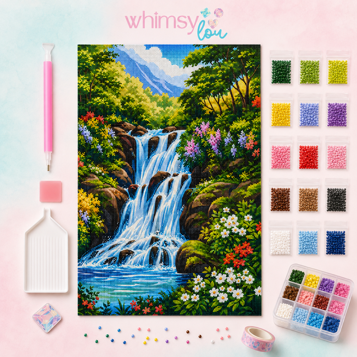 Cascade Garden- Diamond Art Kit (40x60cm, Square Drill)