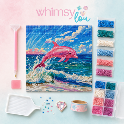 Pink Tide Dolphin- Diamond Art Kit (50x50cm, Square Drill)