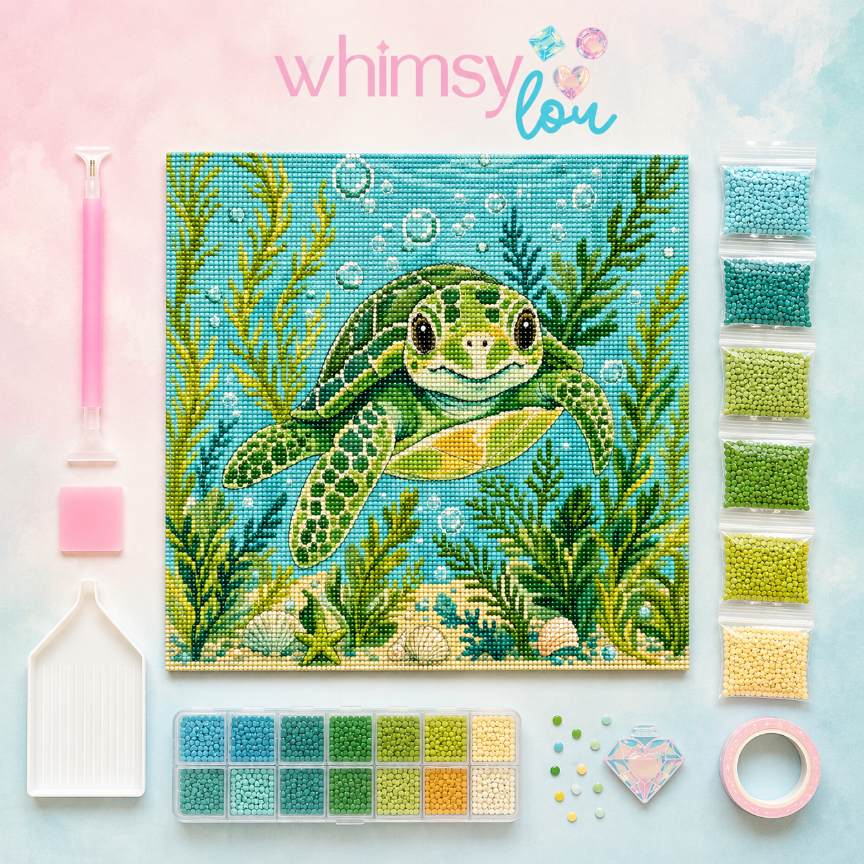 Turtle Bay- Diamond Art Kit (40x40cm, Round Drill)