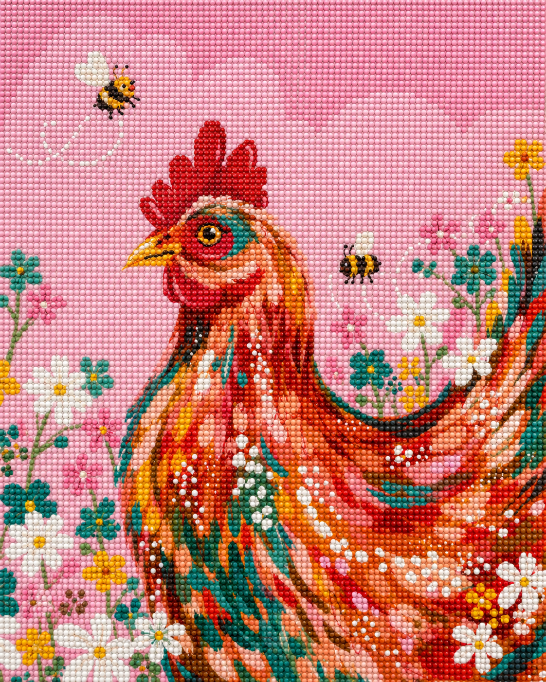 Garden Party Rooster - Diamond Art Kit (40x50cm, Round Drill)