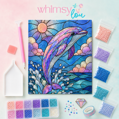 Opal Ocean Dolphin – Diamond Art Kit (50x60cm, Square Drill)