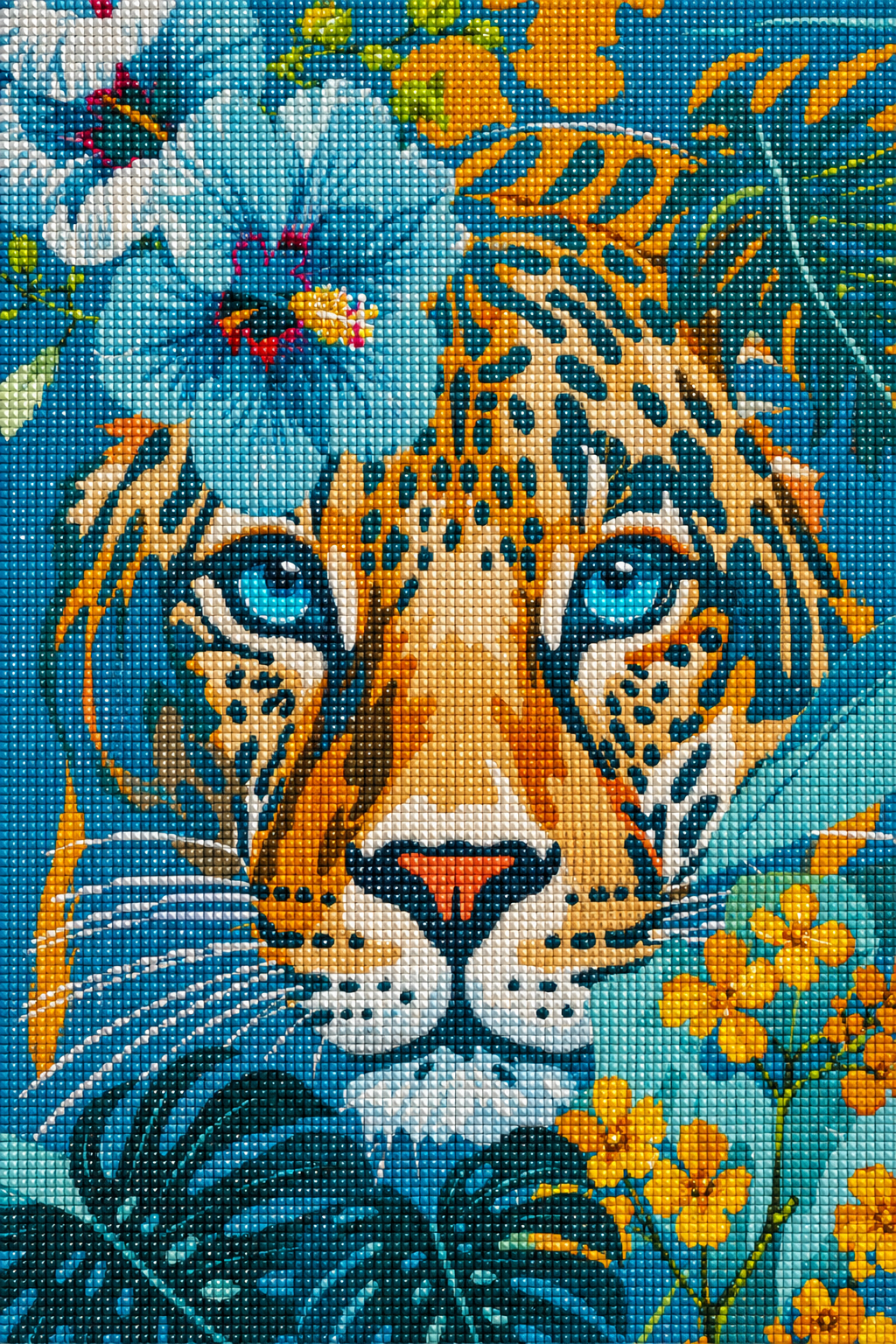 Jungle Jewel Leopard- Diamond Art Kit (40x60cm, Square Drill)