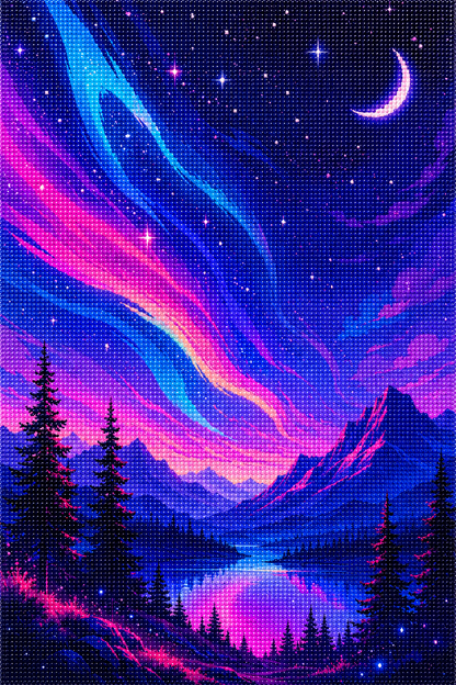 Aurora After Dark- Diamond Art Kit (40x60cm, Round Drill)