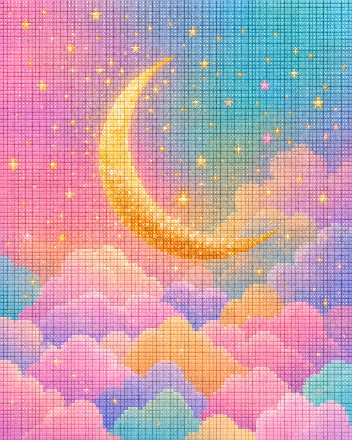 Glitter Moon Dreams- Diamond Art Kit (40x50cm, 100% Whimsy Dust Square Drill)