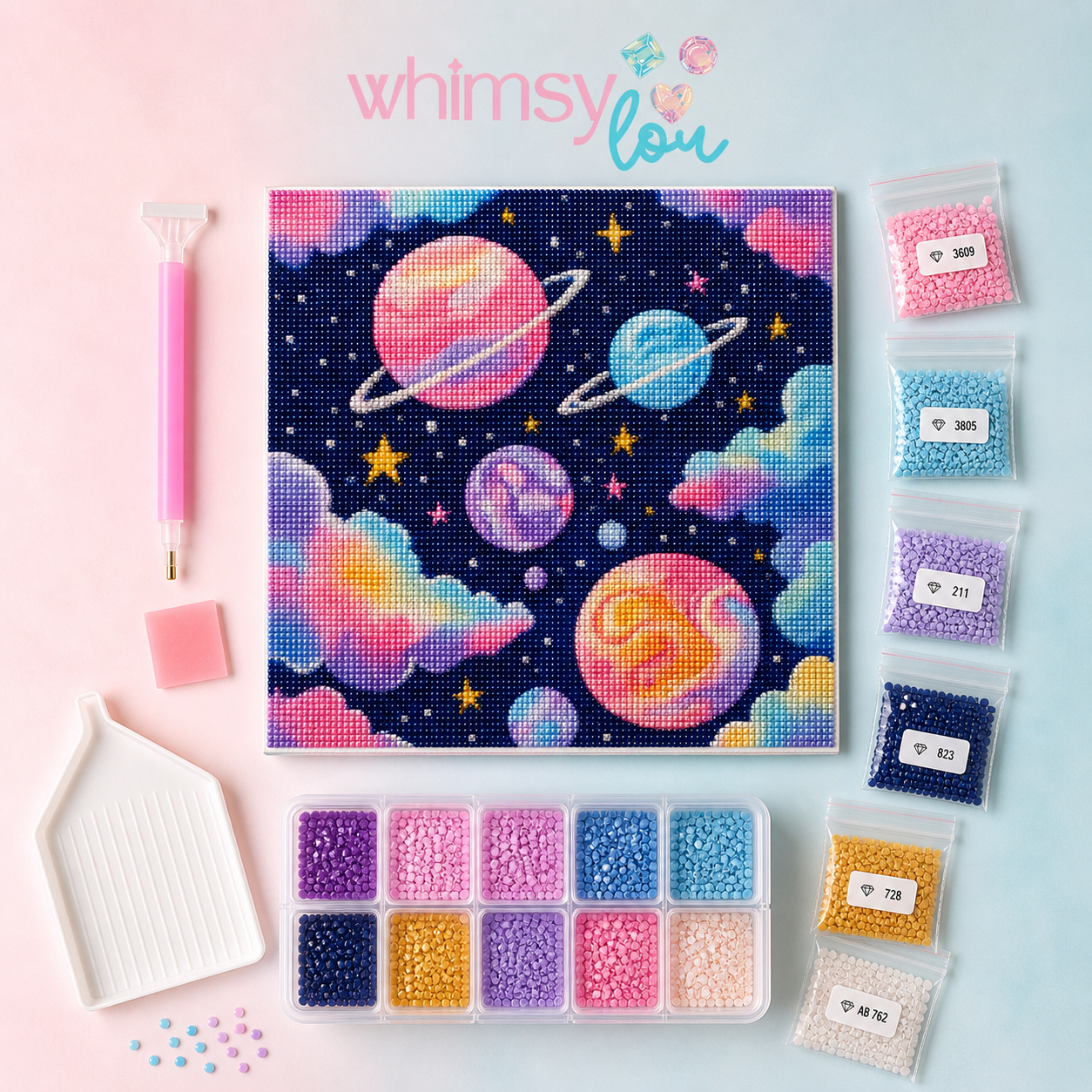 Cosmic Cotton Candy- Diamond Art Kit (40x50cm, 100% Whimsy Dust Square Drill)