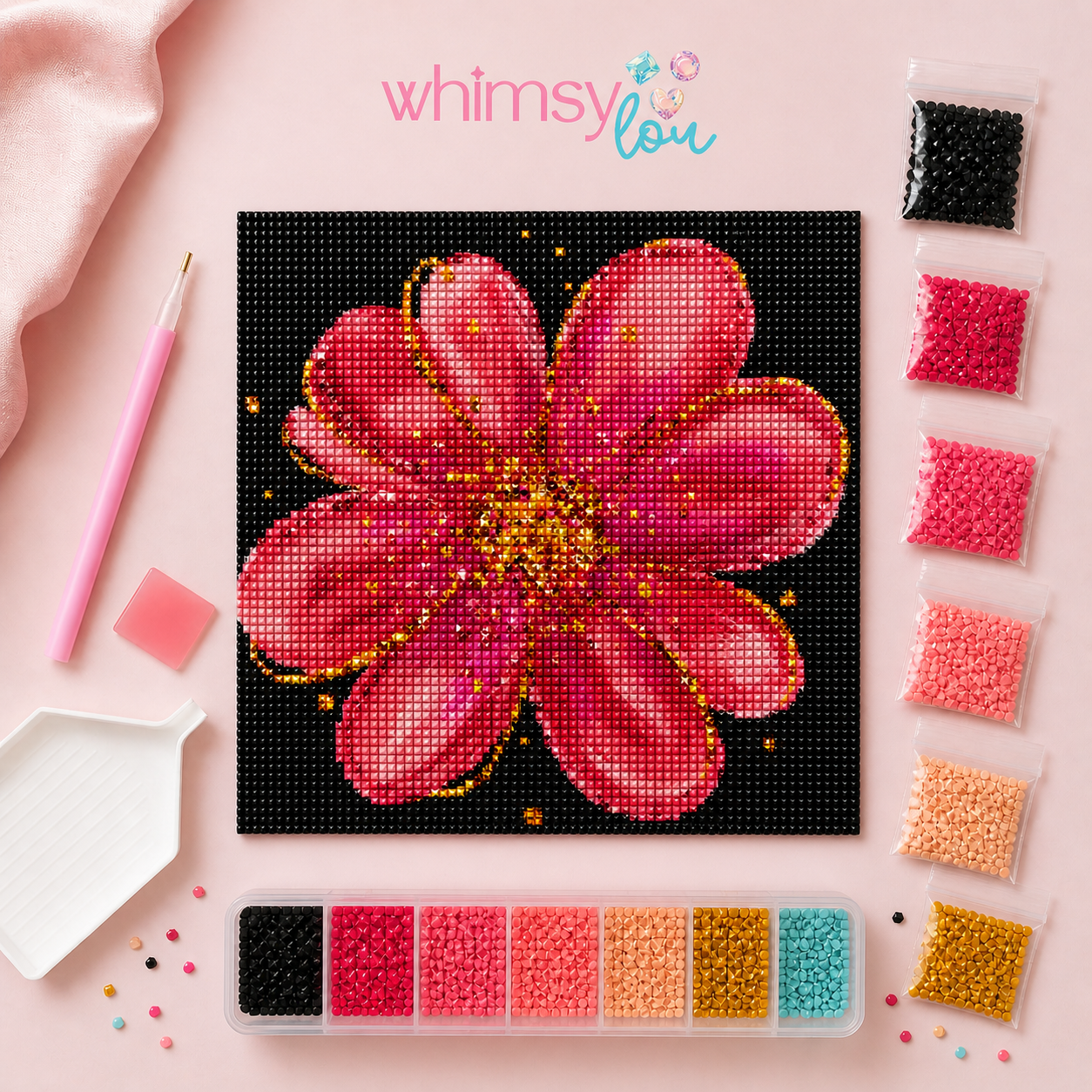Crystal Petals- Diamond Art Kit (50x50cm, 100% Crystal Square Drill)