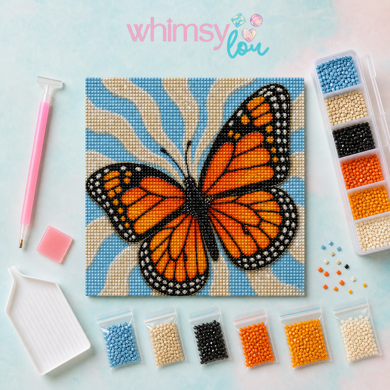 Monarch Shine- Diamond Art Kit (40x40cm, 100% Crystal Square Drill)