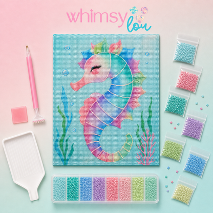 Shimmering Seahorse- Diamond Art Kit (40x50cm, 100% Whimsy Dust Square Drill)
