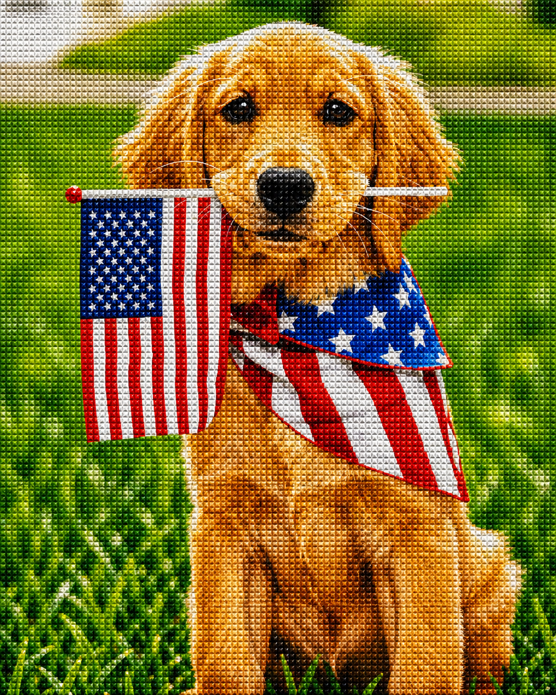 All-American Pup- Diamond Art Kit (40x50cm, Square Drill)