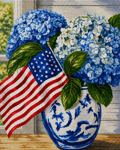 Patriot Petals- Diamond Art Kit (40x50cm, Square Drill)