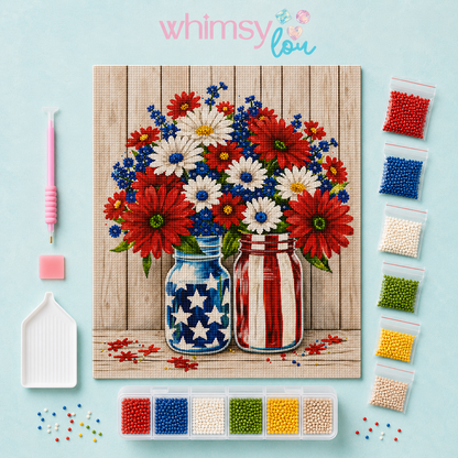 Stars & Stripes Bouquet- Diamond Art Kit (40x50cm, Round Drill)