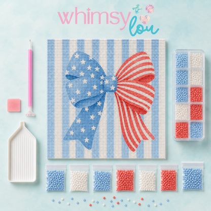 Red, White & Bow- Diamond Art Kit (30x30cm, Round Drill)