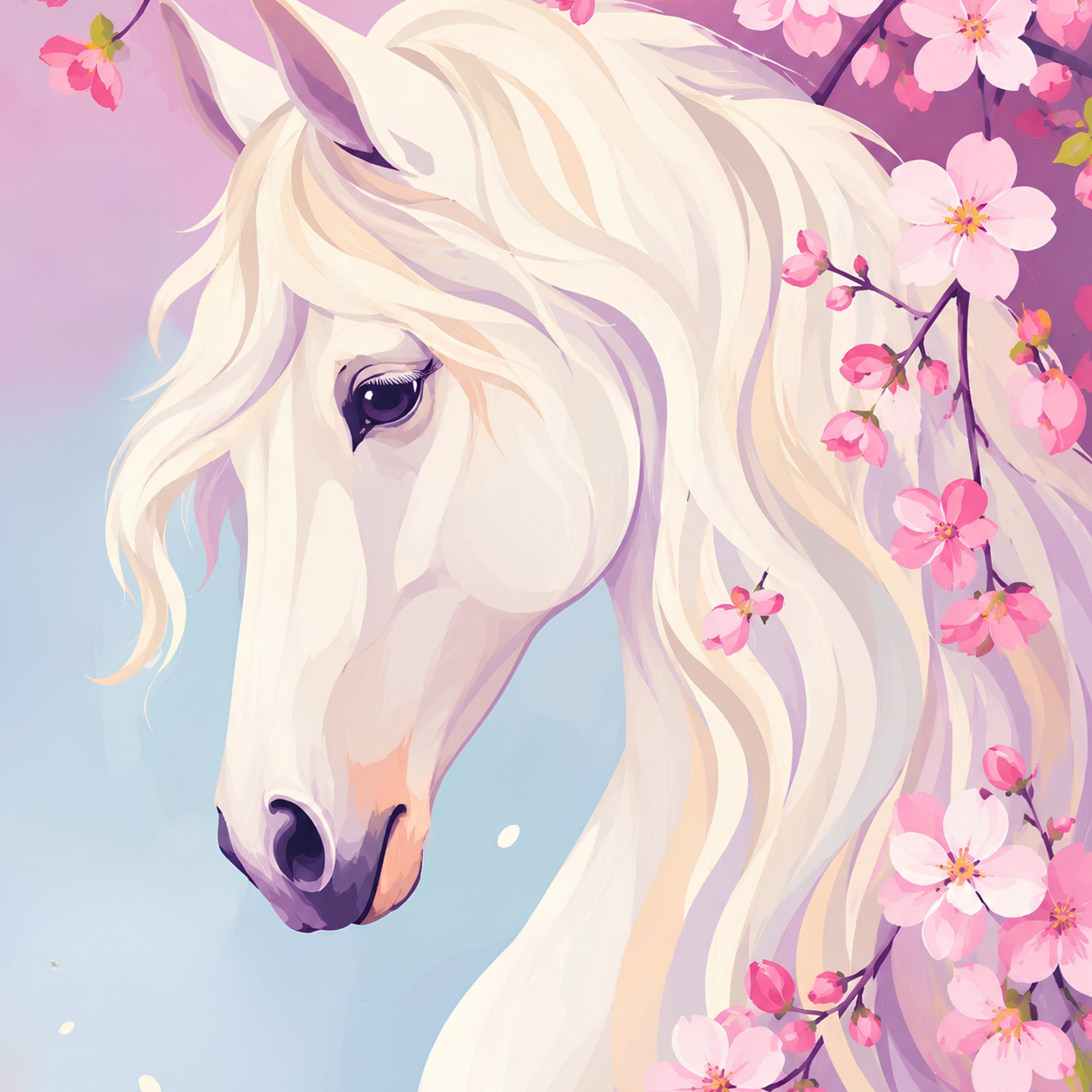 Cherry Blossom Mare- Diamond Art Kit (40x50cm, Square Drill)
