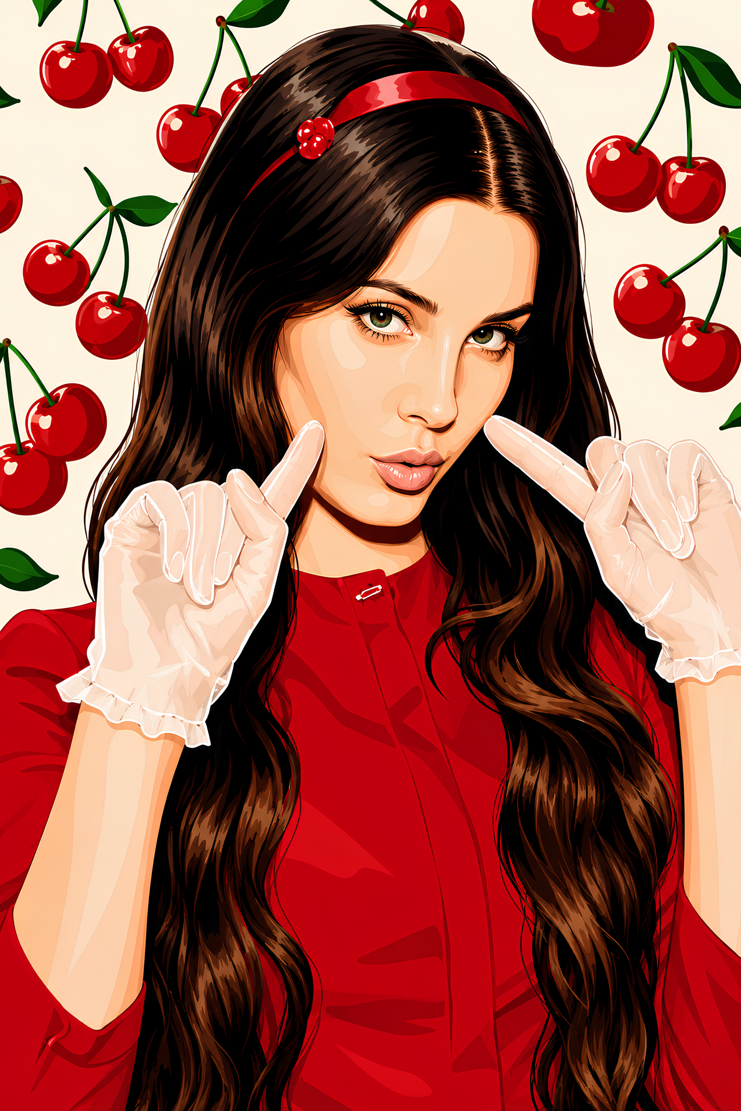 Cherry Cola Girl- Diamond Art Kit (40x60cm, Square Drill)