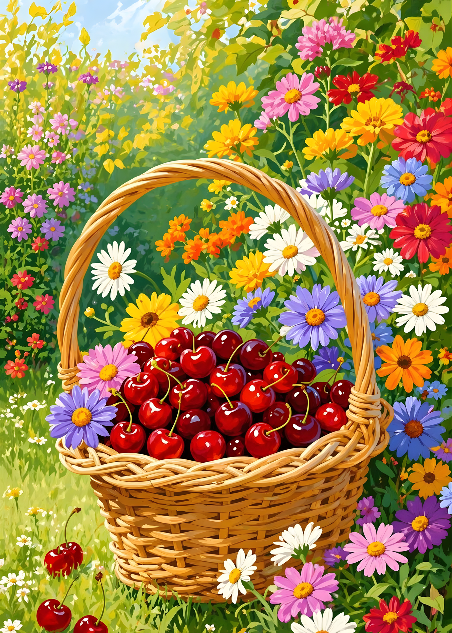 Cherry Picking Day- Diamond Art Kit (50x70cm, Square Drill)