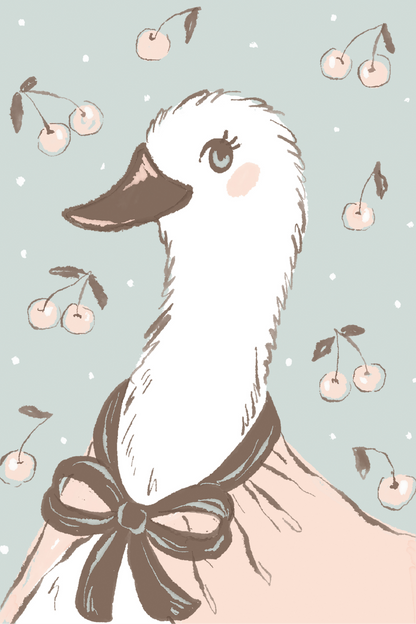 Cherry Goose by Hanna Symo- Diamond Art Kit (40x60cm, Round Drill)