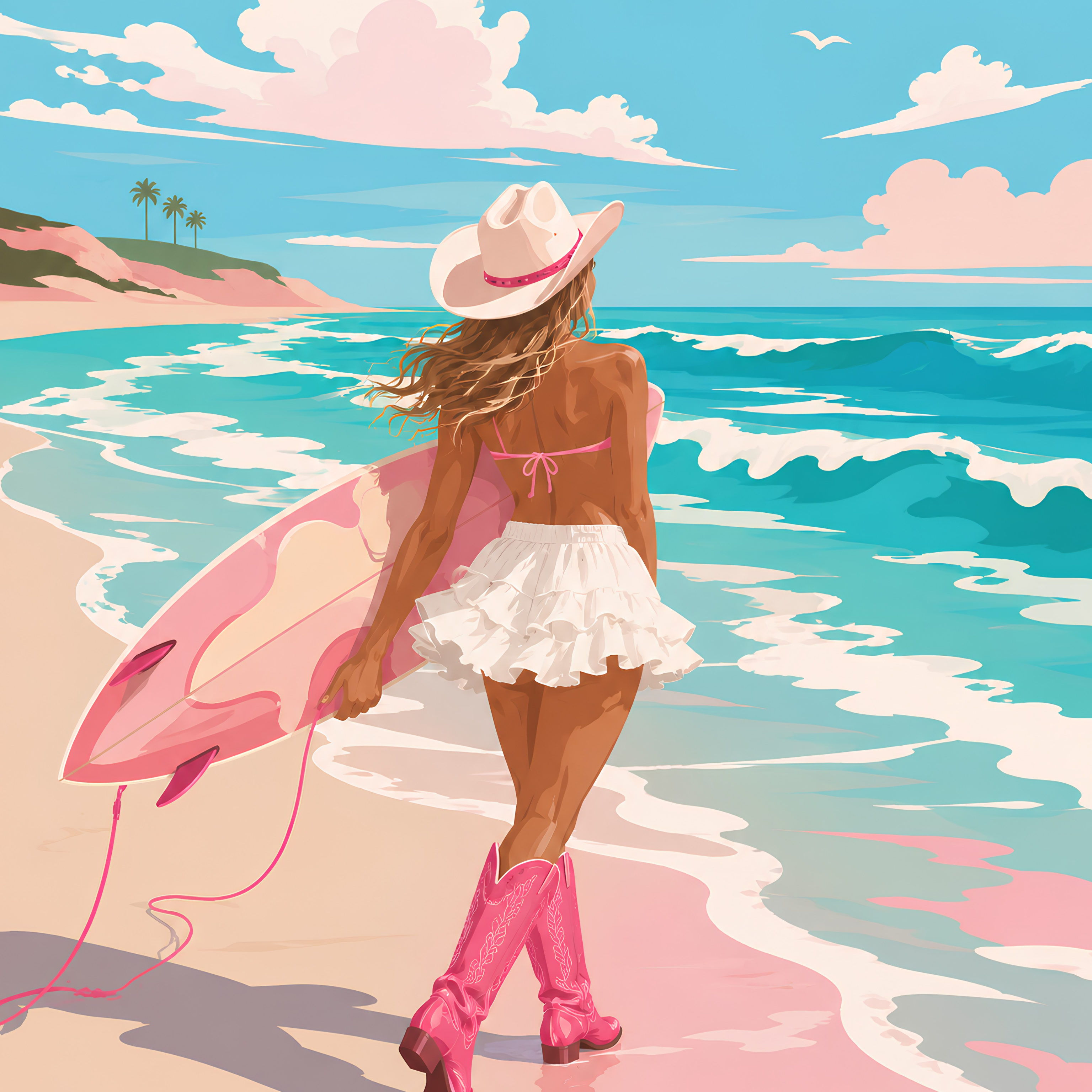 Coastal Cowgirl Summer – Diamond Art Kit (50x60cm, Square Drill)