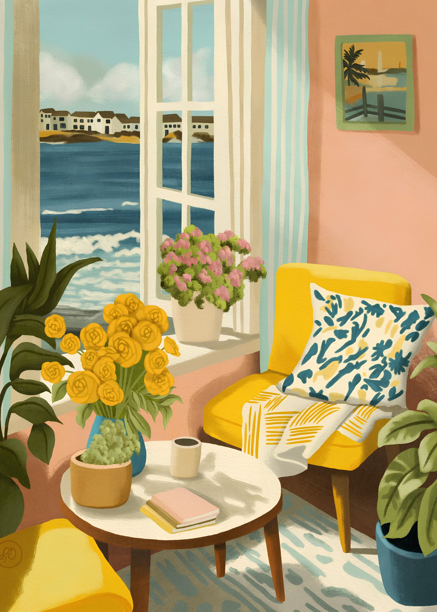 Coastal France Sunroom by Lisa D Art Designs – Diamond Art Kit (50x70cm, Square Drill)