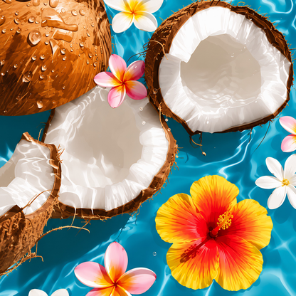Coconut Hibiscus Splash- Diamond Art Kit (40x40cm, Square Drill)