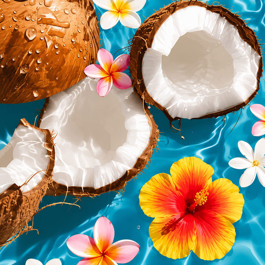 Coconut Hibiscus Splash- Diamond Art Kit (40x40cm, Square Drill)