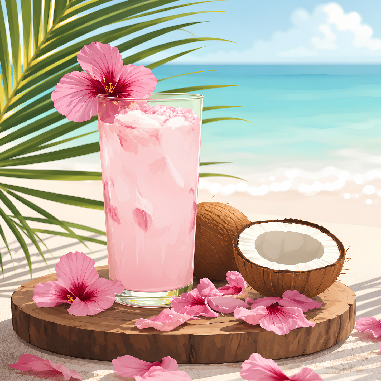 Coconut Sips- Diamond Art Kit (40x40cm, Round Drill)