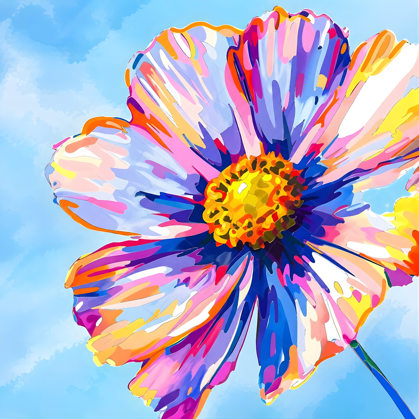 Colorburst Daisy- Diamond Art Kit (40x40cm, Round Drill)