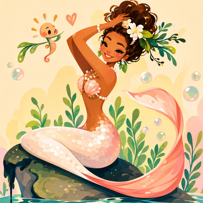 Coral Daydream Mermaid- Diamond Art Kit (50x50cm, Square Drill)